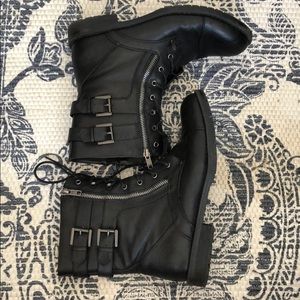Black combat boots